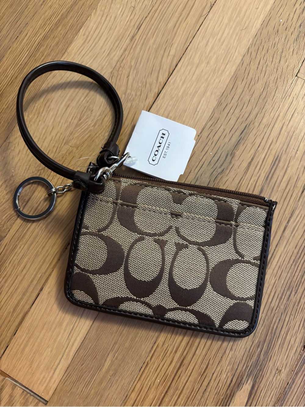 Coach Double Zip Wallet Wristlet Brown & Black NWT